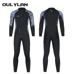 Suits oulan wetsuit mayo 3mm neopren termal uzun kollu erkekler yüzme tüplü bölme için ıslak takım elbise tam wetsuits ön zipp