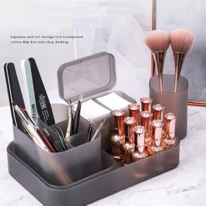 Kits 5st Set Nail Art Tools Empty Storage Box Pincezers Clippers Pen Holder Cleaning Cotton Pad Swab Case Manicure Brush Organizer
