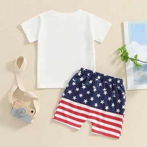 Zestawy odzieży Michellecmm Baby Boy 4 lipca Koszulki z krótkim rękawem i swobodne spodenki Letni strój 2PCS Zestaw 2PCS
