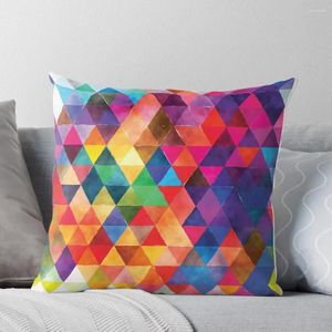 Pillow Watercolor Triangles Pattern Bright Colors Throw Pillowcase Sofa S Autumn Decoration