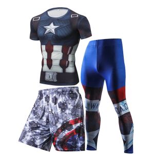 Sets Rashguard Gym Laufen Fitness Training Sport Enges Set Herren Jogging Schnelltrocknende Sportbekleidung Radfahren Leichtathletik-Sportanzug