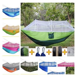 Hammocks New Sttyle Mosquito Net Hammock Outdoor Parachute Cloth Field Garden Cam Wobble Hanging Bed T5I112 Drop Delivery Home Furnitu Othky