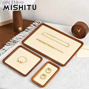 Jewelry Boxes MISHITU Retro Solid Wood Jewelry Display Tray Ring Earring Necklace Jewelry Storage Tray Store Counter Jewelry Display L240323