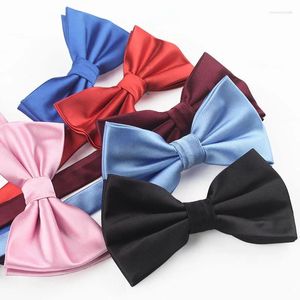 Yay bağları 12 7cm Tide Yüksek Kaliteli Pembe Siyah Katı Jacquard Polyester Çift Bowtie Erkek Kadın Basit Stil