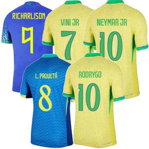 Fãs de jogadores 2023 2024 2025 Jerseys de futebol Brasils Casemiro Richarlison Rodrygo Raphinha Vini Jr Endrick L.Paqueta G.Jesus Brasil Men National Kids Shirt 4xl