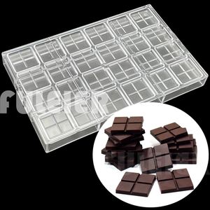 24 buracos quadrados barra de doces moldes de chocolate policarbonato bakeware bolo pastelaria ferramenta de confeitaria makerbaking molde 240318