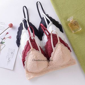 Women's Sexy Lace Underwear Thin Section Bra Backless Lingerie No Steel Ring Sling Strap Embroidery Hollow Tube Bralette Tops