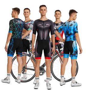 CODBCO 2021 Men039s Triathlon Kurzarm Radfahren Jersey Sets Skinsuit Maillot Ropa Ciclismo Fahrrad Kleidung Ein Stück Jumpsu1530241