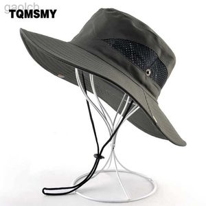 Wide Brim Hats Bucket Solid color mens outdoor fishing hat wide UV resistant beach womens bucket summer hiking camping bone gorros buckets 24323