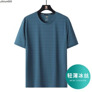 Cool Ice Silk Klimaanlage Kleidung Atmungsaktive Kurzarm T-Shirt Herren Schnelltrocknung Elastisch Große Sommer Neue Halbe Mode G0PG