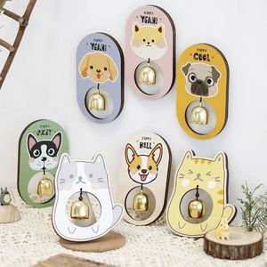 Japanese Lucky Cat Doorbell Wooden Wireless Wind Chimes Door Bell for Home Wall Hanging Reminder Aesthetic Room Decor 240308