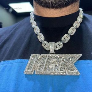 Brev Hip Hop Pendent VVS Moissanite Diamond Pass Tester Ice Out Sier 10K 14K Gold Pendant Men smycken