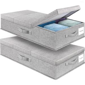 Sacos de armazenamento Caixa de recipientes debaixo da cama com tampas (conjunto de 2) grande sob a cama organizador caixa alça dobrável