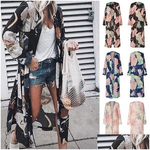 Women'S Blouses & Shirts Newest Womens Loose Blouse Summer Chiffon Shawl Kimono Long Sleeve Cardigan Sun Protection Drop Delivery App Dhtf6