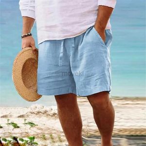 Men's Shorts Mens summer cotton casual linen shorts mens outdoor sports breathable solid color street shorts 24323