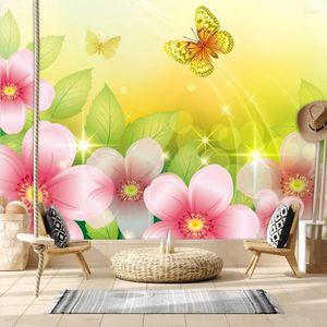 Wallpapers Custom Peel And Stick Accept For Bedroom Walls Florals Yellow Landscape TV Background Wall Design Papers Home Decor