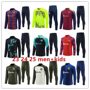 2023 2024 2025 바르셀로나 트랙 슈트 Camisetas de Soccer Jerseys Training Suit Gavi Pedri 23/24 Half Zip Barcelona 남성과 어린이 세트 Barca Tracksuit 복장