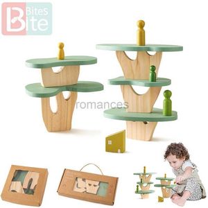 Ordinamento di giocattoli impilabili per nidificazione Albero per bambini Scena Blocco giocattoli Esercizio Mano Coordinazione occhio Decorazione della stanza Blocchi regalo per bambini in legno 24323