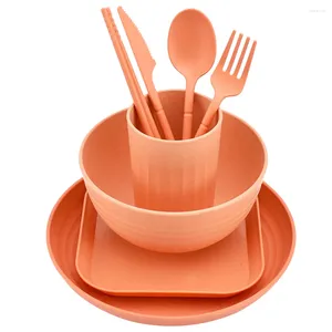 Disposable Dinnerware Straw Child Outdoor Decor Unbreakable Tableware Wheat Fork Spoon Chopsticks Kit