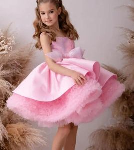 Girl Dresses Exquisite Flower Dress With Bow Beauty Ball Gown Puffy Birthday Party Vestido Little First Communion Ceremony