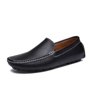 Designer-Leder-Doudou-Freizeitschuhe für Herren, atmungsaktiv, weiche Sohle, hellbraun, Schwarz, Marineblau, Weiß, Blau, Silber, Gelb, Grau, flache Herrenschuhe, All-Match-Lazy-Schuh A107