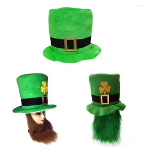 Berets Leprechaun Hat Props Holiday Thick St. Patricks Day Top Adults Kids Green Patrick With Beard Dropship