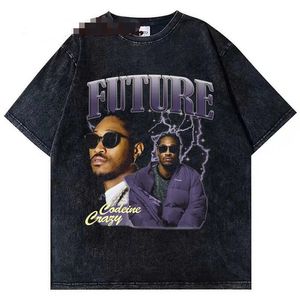 Męskie koszulki Hip Hop Mężczyznę umytą koszulkę Przyszła raper graficzny nadruk czarna koszulka Kobiety HARAJUKU VINTAGE 90S TSHIRT LETNE TEES KRÓTKO