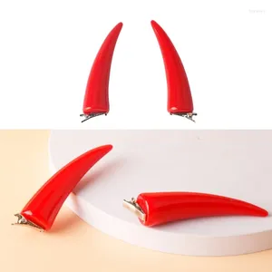 Hårklipp 1Pair Clip for Girls Gothic Devil Horn Shape Teens Halloween Drop