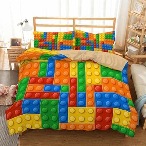 Bedding Sets Colorful Blocks Brick Toy Girl Kids Durex Quilt 3Pcs Twin King Full Size Duvet Cover Linen Set Bedspread 200x200 240x220