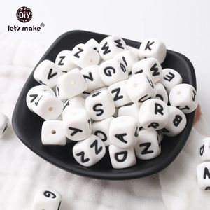 Vamos fazer 500 peças letras do alfabeto 12mm silicone de grau alimentício diy colar de dentição 26 letras bpa livre silicone mordedor contas 240308