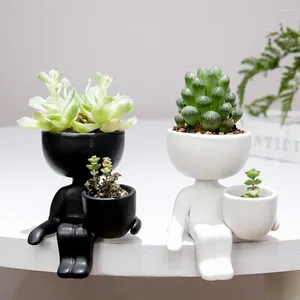 Vasos Mini Bonito Criativo Planta Pote Humanóide Cerâmica DIY Artesanato Plantador Vaso de Flores Home Office Decoração