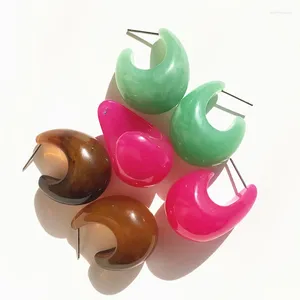 Orecchini a bottone UJBOX Vendita all'ingrosso verde marrone rosa rossa resina acrilica virgola a goccia per le donne