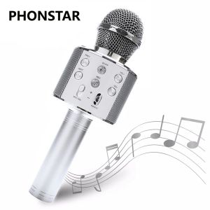 Lautsprecher Kindermikrofon Karaoke WS858 Raumautomat Home System tragbarer Bluetooth -Lautsprecher kostenloser Versand mit drahtloser Mikrofon für Kind