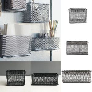 Korgar metalltråd mesh magnetisk förvaringskorg bricka skrivbord caddy lagringsarrangör förvaring korg bricka tillbehör grsa889