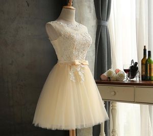 Шампанское Vestido De Festa Кружевные короткие свадебные платья для гостей Girl039s Вечерние платья В наличии Коктейльные платья для вечеринок Дешевые до 3232467