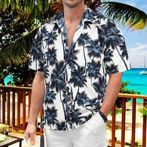 Men's Polos Mens Hawaiian Floral Shirt Summer New Holiday Beach Shirt 3D Coconut Tree Print Fashion Short Sleeve Tops Casual Man Streetwear L240320