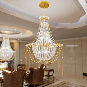 Ljuskronor Guldfinish Empire Crystal Chandelier Lighting för matsal Living Foyer Hall Bedroom Entryway Led Dimable