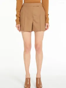 Kvinnors shorts för kvinnor 2024 Hög midja blixtlås all-match casual enkel rak a-line korta byxor med fickor