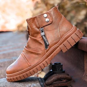 Sıradan ayakkabılar erkek ayak bileği botları vulkanize yüksek üst deri sporlar yürüyüş anti -slip trendy zapatillas hombre