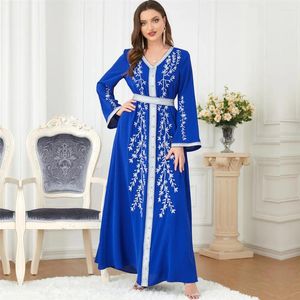 Roupas étnicas Marroquino Bordado Partido Vestido Mulheres Muçulmano Vestido Longo Dubai Turquia Médio Oriente Árabe Abaya Islâmico Jalabiya Caftan Ramadan