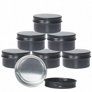 80ml Black Aluminum Round Candle Jars With Lid Refillable Bottle Cream Lip Balm Pot Makeup Organizer Storage Box Tea Tin Cans 34l8#