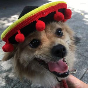 Dog Apparel Mexican Style Hats Pet Headgear Warm Fashion Puppy Cosplay Mini Sun Cap Beach Party Straw Sombrero Hat