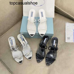 Pradoity Design Casual Shoes Designer Brand Pvc Transparent Women Wear Heel Pointed High Heel Open Toe Sandals Outside in