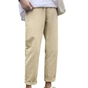 Calças masculinas calças de jogging ajuste fino casual esportes sweatpant estilo solto respirável fibra poliéster calças elásticas para