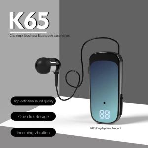 Hörlurar K65 20 timmars arbetstid Mini trådlös Bluetooth -headset Handsfree Call påminna vibration Sport Clip Driver Earphone F920 K55 F580