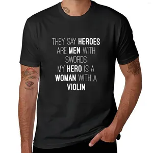 Regatas masculinas Meu herói é uma mulher com violino camiseta roupas vintage curtas lisas brancas camisetas masculinas