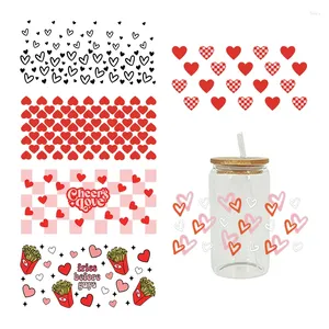 Fönsterklistermärken UV DTF Transfer Sticker Valentine's Day för 16oz Libbey Glasse Wraps Bottles Cup Can Diy Waterproof Custom Decals