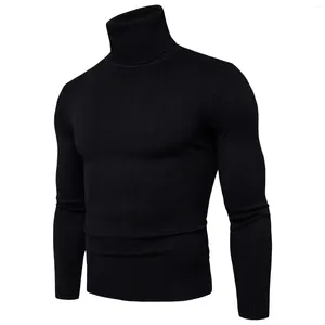 Men's Sweaters Mens Turtleneck Sweater Solid Color Knitted Slim Fit Jumpers High Collar Warm Elastic Soft Pullovers Male Thermal Underwear