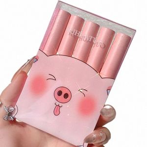 5color/set Lip Glaze Waterproof Lasting Veet Matte Lip Gloss N Stick Cup Sexy Red Lipstick Cosmetic Women Beauty Lip Makeup t0jU#