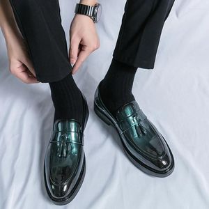 Casual Shoes Spring 2024 Skórzane mężczyźni ubieraj się grosza na mokasyna z frędzlami oryginalna moda biznesowa dla mężczyzny